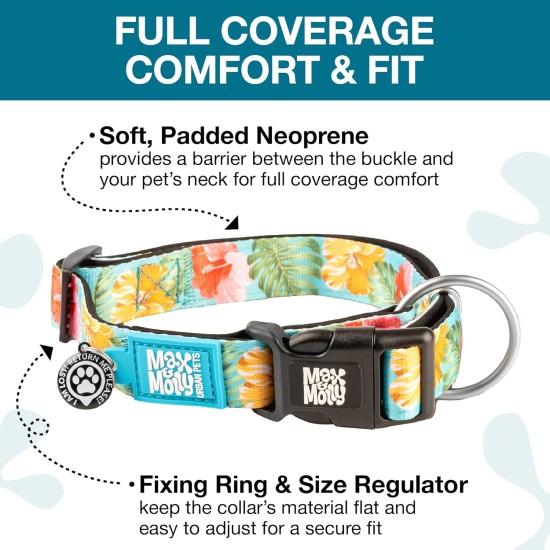 Max & Molly Safety QR Code Dog Tag, Soft Adjustable and Waterproof Cute Tropical Summer Design Dog Collar for Girls Boys (Medium, Teal) Max & Molly Safety QR Code Dog Tag, Soft Adjustable and Waterproof Cute Tropical Summer Design Dog Collar for Girls Boys (Medium, Teal)