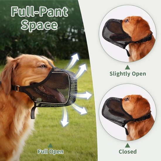 Mayerzon Dog Muzzle, Patented Mesh Muzzle with Space for Large, Medium and Small Dogs, Soft Mouth Guard for Biting and Eating, Grooming, Vet, Visiting Mayerzon Dog Muzzle, Patented Mesh Muzzle with Space for Large, Medium and Small Dogs, Soft Mouth Guard for Biting and Eating, Grooming, Vet, Visiting
