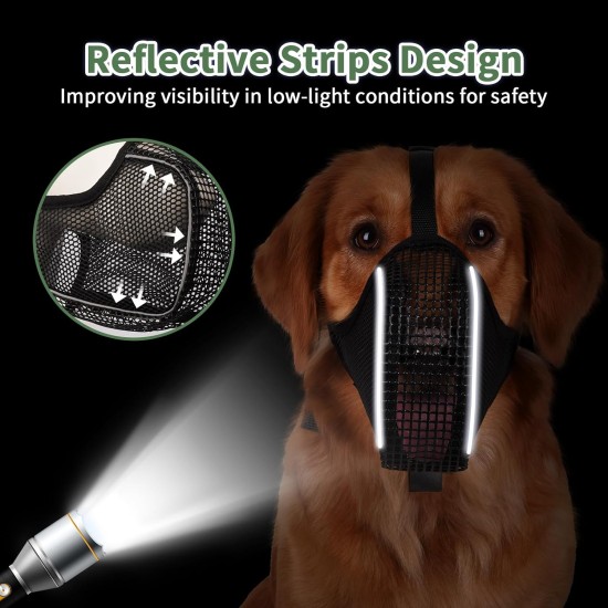 Mayerzon Dog Muzzle, Patented Mesh Muzzle with Space for Large, Medium and Small Dogs, Soft Mouth Guard for Biting and Eating, Grooming, Vet, Visiting Mayerzon Dog Muzzle, Patented Mesh Muzzle with Space for Large, Medium and Small Dogs, Soft Mouth Guard for Biting and Eating, Grooming, Vet, Visiting