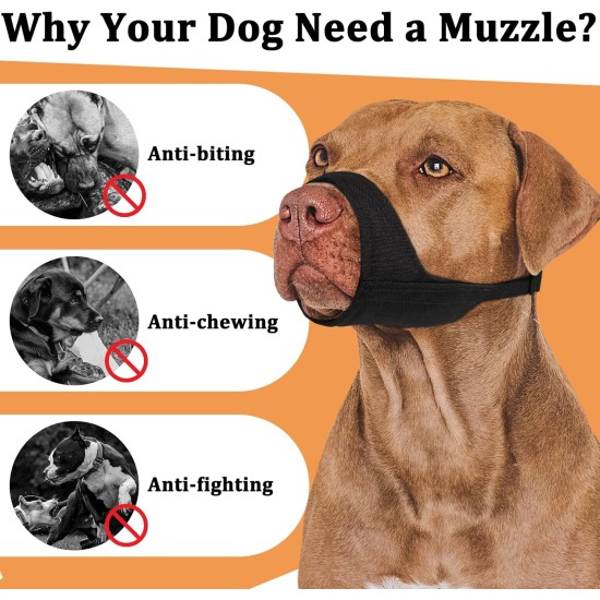 Mayerzon Pitbull Muzzle, Soft Muzzle for American Bully Bulldog Boxer Rottweiler, Anti Biting Chewing Fight Muzzle for Grooming, Fabric Muzzle for Medium Large Short Snout Dog Mayerzon Pitbull Muzzle, Soft Muzzle for American Bully Bulldog Boxer Rottweiler, Anti Biting Chewing Fight Muzzle for Grooming, Fabric Muzzle for Medium Large Short Snout Dog