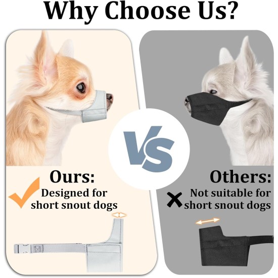 Mayerzon Short Snout Dog Muzzle, Small Muzzle for Chihuahua, Shih Tzu, American Bully Boxer Puppies, Soft Fabric Muzzles for Grooming, Veterinarian Visits, Prevents Biting Mayerzon Short Snout Dog Muzzle, Small Muzzle for Chihuahua, Shih Tzu, American Bully Boxer Puppies, Soft Fabric Muzzles for Grooming, Veterinarian Visits, Prevents Biting