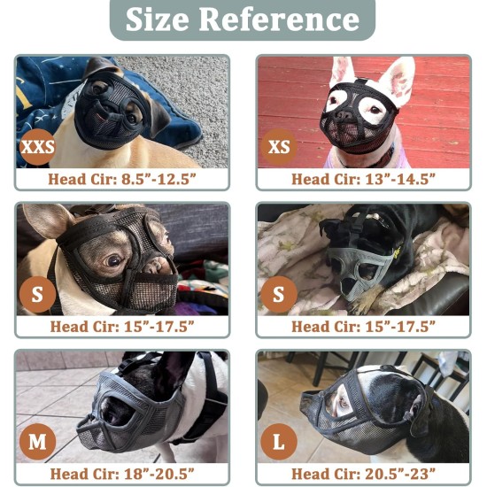 Mayerzon Short Snout Dog Muzzle for French Bulldog with Full Pants to Prevent Eating Biting Soft Mesh Muzzle for Shih Tzu Pug, English Bulldog for Mayerzon Short Snout Dog Muzzle for French Bulldog with Full Pants to Prevent Eating Biting Soft Mesh Muzzle for Shih Tzu Pug, English Bulldog for