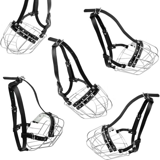 Metal Dog Muzzles, Rottweiler No.3 Wire Basket, Adjustable Leather Straps, Leather, Adjustable Circumference from 10.6-15 inches, Length 2.7 x 3.7 inches Metal Dog Muzzles, Rottweiler No.3 Wire Basket, Adjustable Leather Straps, Leather, Adjustable Circumference from 10.6-15 inches, Length 2.7 x 3.7 inches