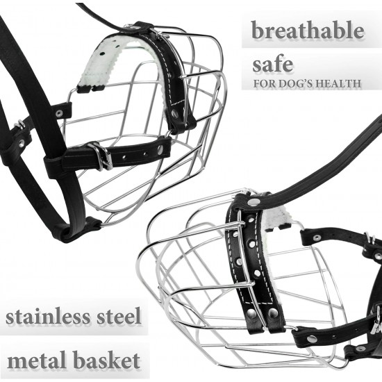 Metal Muzzles for Rottweiler Dogs (#2) - Wire Basket Adjustable Leather Straps - Muzzle Circumference is 10-14.5 inches, Length is 2.7-3.5 inches Metal Muzzles for Rottweiler Dogs (#2) - Wire Basket Adjustable Leather Straps - Muzzle Circumference is 10-14.5 inches, Length is 2.7-3.5 inches