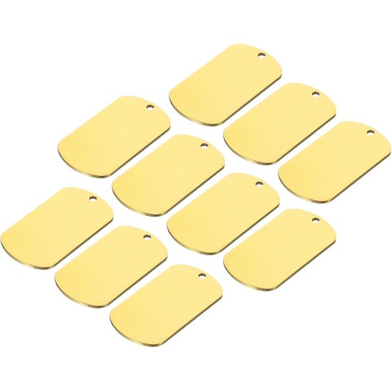 Metallic Blank Stamp Plates, 1.77 x 1.02 Inch Golden Blank Dog Tags for DIY Engraving Pet ID Tags, Pendant Decoration, Craft Tags, Pack of 10 Metallic Blank Stamp Plates, 1.77 x 1.02 Inch Golden Blank Dog Tags for DIY Engraving Pet ID Tags, Pendant Decoration, Craft Tags, Pack of 10