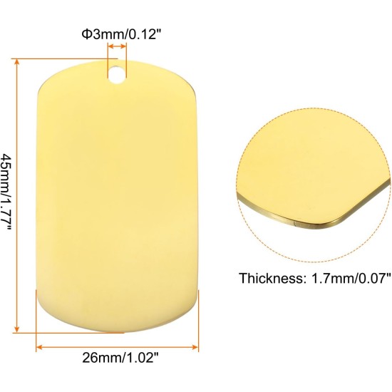 Metallic Blank Stamp Plates, 1.77 x 1.02 Inch Golden Blank Dog Tags for DIY Engraving Pet ID Tags, Pendant Decoration, Craft Tags, Pack of 10 Metallic Blank Stamp Plates, 1.77 x 1.02 Inch Golden Blank Dog Tags for DIY Engraving Pet ID Tags, Pendant Decoration, Craft Tags, Pack of 10