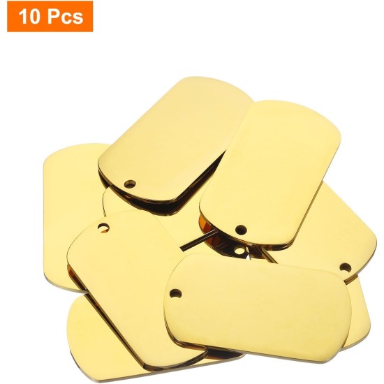 Metallic Blank Stamp Plates, 1.77 x 1.02 Inch Golden Blank Dog Tags for DIY Engraving Pet ID Tags, Pendant Decoration, Craft Tags, Pack of 10 Metallic Blank Stamp Plates, 1.77 x 1.02 Inch Golden Blank Dog Tags for DIY Engraving Pet ID Tags, Pendant Decoration, Craft Tags, Pack of 10