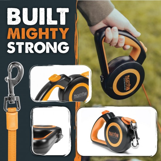 Mighty Paw Retractable Lead with Built-in Poop Bag Holder, 16" Retractable Dog Leash for Small Dogs, Medium Breeds and Large Pets, with Tape for Quick Control Mighty Paw Retractable Lead with Built-in Poop Bag Holder, 16" Retractable Dog Leash for Small Dogs, Medium Breeds and Large Pets, with Tape for Quick Control