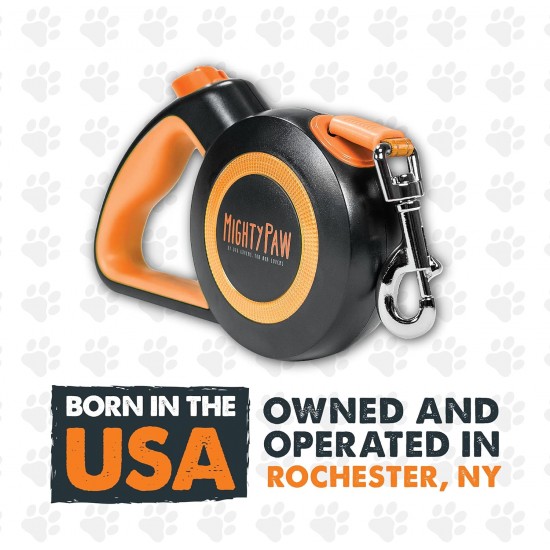 Mighty Paw Retractable Lead with Built-in Poop Bag Holder, 16" Retractable Dog Leash for Small Dogs, Medium Breeds and Large Pets, with Tape for Quick Control Mighty Paw Retractable Lead with Built-in Poop Bag Holder, 16" Retractable Dog Leash for Small Dogs, Medium Breeds and Large Pets, with Tape for Quick Control