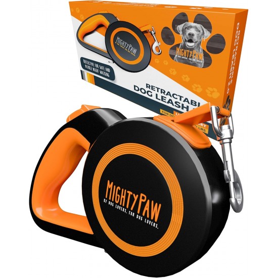 Mighty Paw Retractable Lead with Built-in Poop Bag Holder, 16" Retractable Dog Leash for Small Dogs, Medium Breeds and Large Pets, with Tape for Quick Control Mighty Paw Retractable Lead with Built-in Poop Bag Holder, 16" Retractable Dog Leash for Small Dogs, Medium Breeds and Large Pets, with Tape for Quick Control