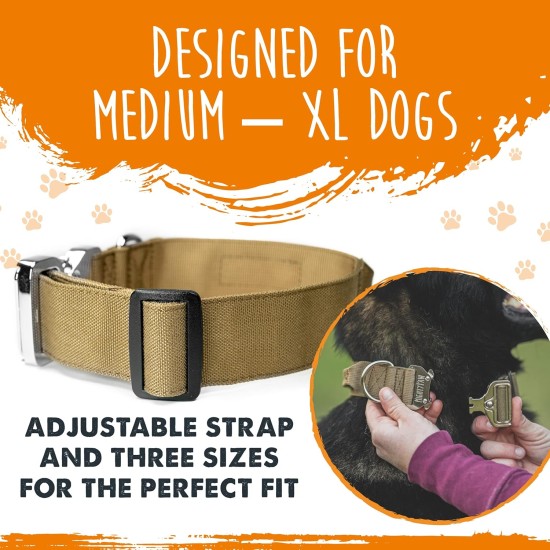 Mighty Paw Tactical Dog Collar - Durable with Metal Buckle and Control Handle - Weatherproof Polyester Material - Sturdy Metal Dog Collars - Dog Collar for All Dog Breeds - Mighty Paw Tactical Dog Collar - Durable with Metal Buckle and Control Handle - Weatherproof Polyester Material - Sturdy Metal Dog Collars - Dog Collar for All Dog Breeds -