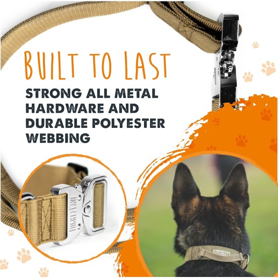 Mighty Paw Tactical Dog Collar - Durable with Metal Buckle and Control Handle - Weatherproof Polyester Material - Sturdy Metal Dog Collars - Dog Collar for All Dog Breeds - Mighty Paw Tactical Dog Collar - Durable with Metal Buckle and Control Handle - Weatherproof Polyester Material - Sturdy Metal Dog Collars - Dog Collar for All Dog Breeds -