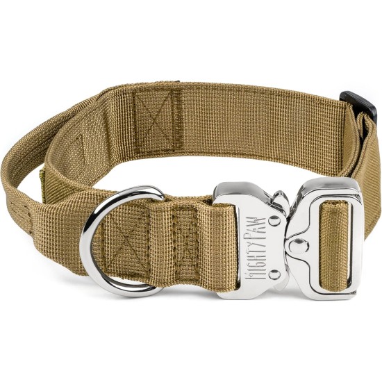 Mighty Paw Tactical Dog Collar - Durable with Metal Buckle and Control Handle - Weatherproof Polyester Material - Sturdy Metal Dog Collars - Dog Collar for All Dog Breeds -