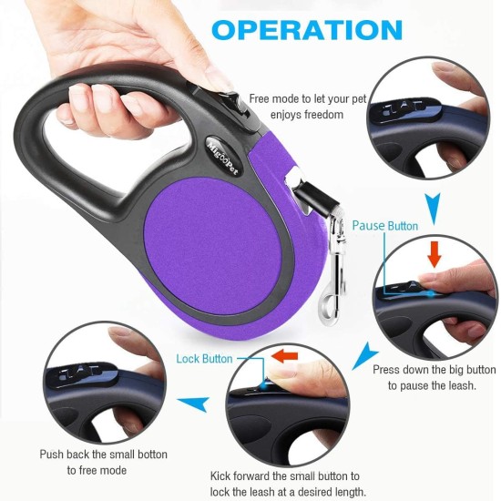 MigooPet Heavy Duty Retractable Dog Lead, 15 ft, 2 Sizes Available, Strong and Durable Retractable Lead for Small to Large Dogs up to 100-253 lbs, Small/Medium, Purple MigooPet Heavy Duty Retractable Dog Lead, 15 ft, 2 Sizes Available, Strong and Durable Retractable Lead for Small to Large Dogs up to 100-253 lbs, Small/Medium, Purple
