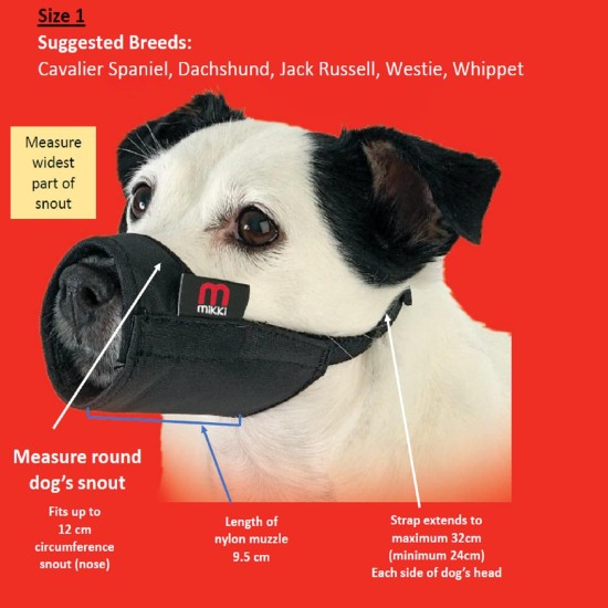 Mikki Dog Friendly Training Muzzle Easy Fit for Small Dogs, Size 1 Mikki Dog Friendly Training Muzzle Easy Fit for Small Dogs, Size 1
