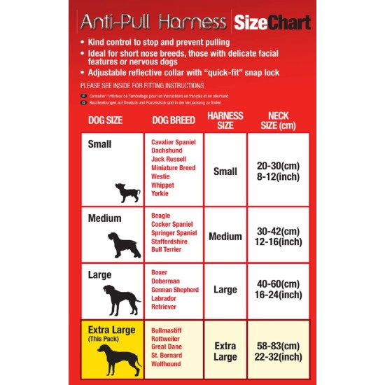Mikki Training Anti-Pull Harness with Reflective Collar, Black, Large Mikki Training Anti-Pull Harness with Reflective Collar, Black, Large