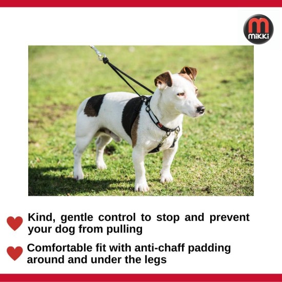 Mikki Training Anti-Pull Harness with Reflective Collar, Black, Large Mikki Training Anti-Pull Harness with Reflective Collar, Black, Large