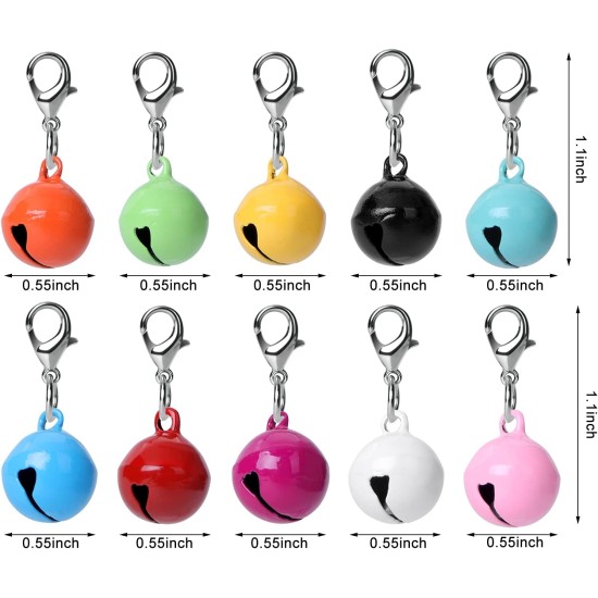 Molain Cat Dog Collar Jingle Bell, Colourful Pet Bells with Clasps, Pet Collar Accessories, Festival Party DIY Craft Decoration Molain Cat Dog Collar Jingle Bell, Colourful Pet Bells with Clasps, Pet Collar Accessories, Festival Party DIY Craft Decoration