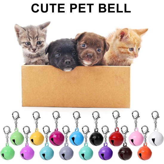 Molain Cat Dog Collar Jingle Bell, Colourful Pet Bells with Clasps, Pet Collar Accessories, Festival Party DIY Craft Decoration Molain Cat Dog Collar Jingle Bell, Colourful Pet Bells with Clasps, Pet Collar Accessories, Festival Party DIY Craft Decoration