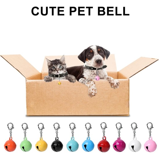 Molain Cat Dog Collar Jingle Bell, Colourful Pet Bells with Clasps, Pet Collar Accessories, Festival Party DIY Craft Decoration Molain Cat Dog Collar Jingle Bell, Colourful Pet Bells with Clasps, Pet Collar Accessories, Festival Party DIY Craft Decoration