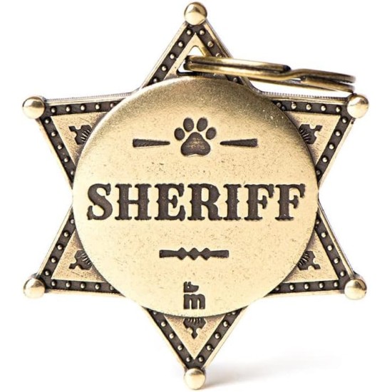 My Family Personalised Dog ID Badge Made in Italy Sheriff Engraved Dog Sign English Brass Bronx Collection My Family Personalised Dog ID Badge Made in Italy Sheriff Engraved Dog Sign English Brass Bronx Collection