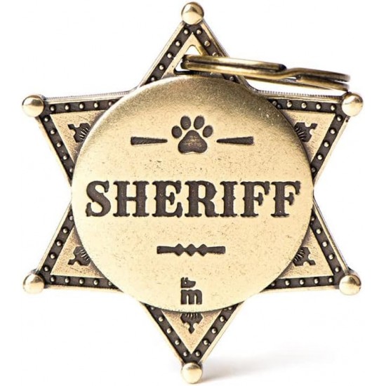 My Family Personalised Dog ID Badge Made in Italy Sheriff Engraved Dog Sign English Brass Bronx Collection My Family Personalised Dog ID Badge Made in Italy Sheriff Engraved Dog Sign English Brass Bronx Collection