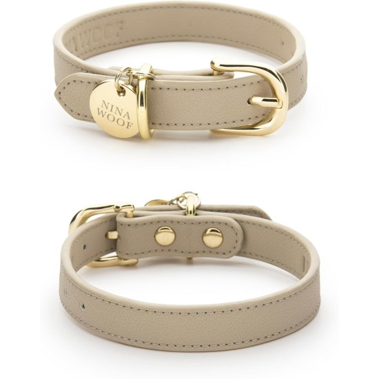 NINA WOOF Copenhagen Leather Dog Collar, Handmade from Vegan Soft Leather, Round, Padded Collar with Adjustable Buckle for Extra Small, Small, Medium and Large Dogs NINA WOOF Copenhagen Leather Dog Collar, Handmade from Vegan Soft Leather, Round, Padded Collar with Adjustable Buckle for Extra Small, Small, Medium and Large Dogs