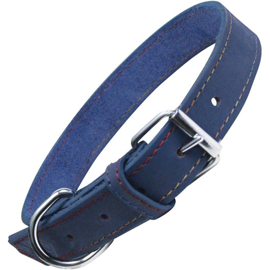 Nubuck Leather Dog Collar, Adjustable D-shaped Ring, 250g, 35cm to 70cm, Unisex, All Breeds, Blue Nubuck Leather Dog Collar, Adjustable D-shaped Ring, 250g, 35cm to 70cm, Unisex, All Breeds, Blue