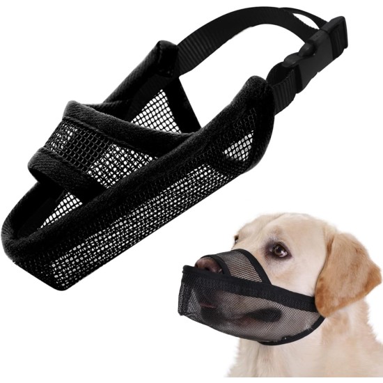 Nylon Muzzle for Small Medium Large Dogs, Breathable and Drinkable Muzzle for Barking and Anti-Barking (Black, M) Nylon Muzzle for Small Medium Large Dogs, Breathable and Drinkable Muzzle for Barking and Anti-Barking (Black, M)
