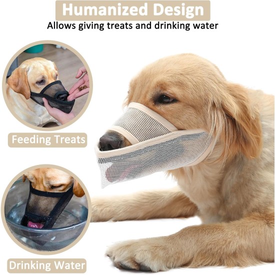 Nylon Muzzle for Small Medium Large Dogs, Breathable and Drinkable Muzzle for Barking and Anti-Barking (Grey, M) Nylon Muzzle for Small Medium Large Dogs, Breathable and Drinkable Muzzle for Barking and Anti-Barking (Grey, M)