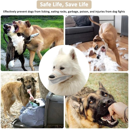 Nylon Muzzle for Small Medium Large Dogs, Breathable and Drinkable Muzzle for Barking and Anti-Barking (Grey, M) Nylon Muzzle for Small Medium Large Dogs, Breathable and Drinkable Muzzle for Barking and Anti-Barking (Grey, M)