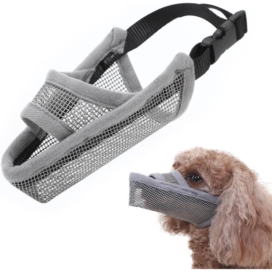 Nylon Muzzle for Small Medium Large Dogs, Breathable and Drinkable Muzzle for Barking and Anti-Barking (Grey, M) Nylon Muzzle for Small Medium Large Dogs, Breathable and Drinkable Muzzle for Barking and Anti-Barking (Grey, M)