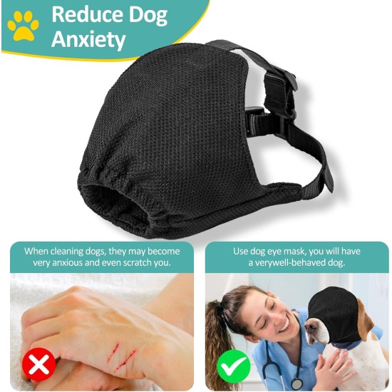 OHCOZZY Calming Cap for Dogs, Soft Eye Mask, Adjustable Mouth, Pet Mask, Dog Muzzle for Grooming, Car Sickness (XL, Black) OHCOZZY Calming Cap for Dogs, Soft Eye Mask, Adjustable Mouth, Pet Mask, Dog Muzzle for Grooming, Car Sickness (XL, Black)