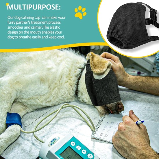 OHCOZZY Calming Cap for Dogs, Soft Eye Mask, Adjustable Mouth, Pet Mask, Dog Muzzle for Grooming, Car Sickness (XL, Black) OHCOZZY Calming Cap for Dogs, Soft Eye Mask, Adjustable Mouth, Pet Mask, Dog Muzzle for Grooming, Car Sickness (XL, Black)