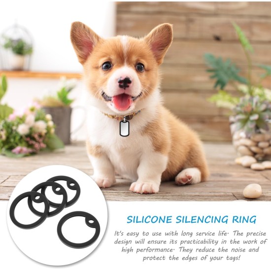 POPETPOP 4pcs Silicone Dog Tags Noise Reduction Protection Black 3.9 x 0.4 cm Round Dog Tags POPETPOP 4pcs Silicone Dog Tags Noise Reduction Protection Black 3.9 x 0.4 cm Round Dog Tags