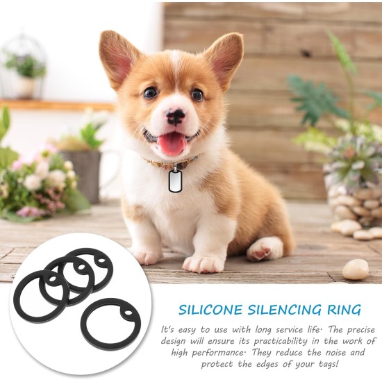 POPETPOP 4pcs Silicone Dog Tags Noise Reduction Protection Black 3.9 x 0.4 cm Round Dog Tags POPETPOP 4pcs Silicone Dog Tags Noise Reduction Protection Black 3.9 x 0.4 cm Round Dog Tags