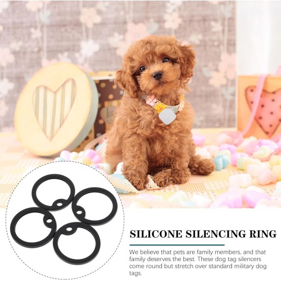 POPETPOP 4pcs Silicone Dog Tags Noise Reduction Protection Black 3.9 x 0.4 cm Round Dog Tags POPETPOP 4pcs Silicone Dog Tags Noise Reduction Protection Black 3.9 x 0.4 cm Round Dog Tags