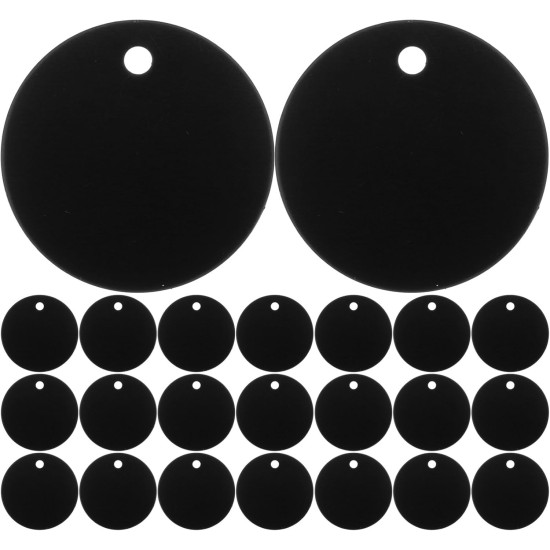 Pack of 25 Stamps, Blank Tags, Aluminium Alloy Round Tag with Hole, Pets Blank Tag, Traction Rope Pendant, Accessories for Puppies, Pets, DIY, 3.5 cm/1.4 Inches