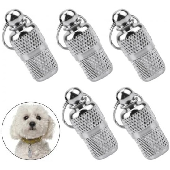 Pack of 5 Address Tags for Cats and Dogs, Collar Tag, ID Tag, Pet Address Tag Capsule, Waterproof Pets Accessories Pack of 5 Address Tags for Cats and Dogs, Collar Tag, ID Tag, Pet Address Tag Capsule, Waterproof Pets Accessories