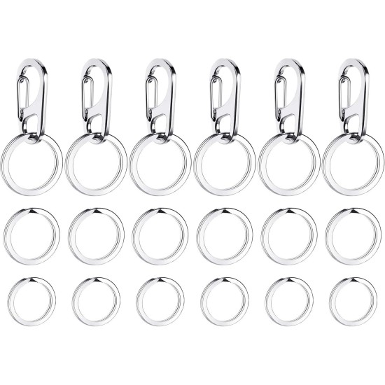 Pack of 6 Dog Tag Clips Pet ID Tag Clips with 18 Pieces Durable Stainless Steel Rings Personalised Clips Pet ID Tag Holder for Cats Dogs Collars Harnesses in 3 Sizes Pack of 6 Dog Tag Clips Pet ID Tag Clips with 18 Pieces Durable Stainless Steel Rings Personalised Clips Pet ID Tag Holder for Cats Dogs Collars Harnesses in 3 Sizes