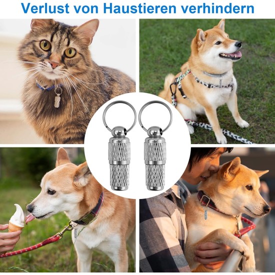 Pack of 7 Personalised Address Tags for Dogs Cats, Dog Collar Pendants, Key Ring, Address Tag Dogs, Address Capsule for Pets, Cats, Dogs Pack of 7 Personalised Address Tags for Dogs Cats, Dog Collar Pendants, Key Ring, Address Tag Dogs, Address Capsule for Pets, Cats, Dogs