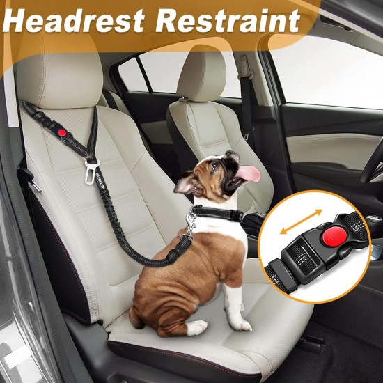 Paercute 3 Piece Set Dog Car Seat Belt Adjustable Headrest with Elastic Shock Absorber Heavy Duty Headrest Pet Seat Belt Harness Paercute 3 Piece Set Dog Car Seat Belt Adjustable Headrest with Elastic Shock Absorber Heavy Duty Headrest Pet Seat Belt Harness