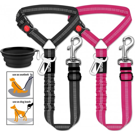 Paercute 3 Piece Set Dog Car Seat Belt Adjustable Headrest with Elastic Shock Absorber Heavy Duty Headrest Pet Seat Belt Harness Paercute 3 Piece Set Dog Car Seat Belt Adjustable Headrest with Elastic Shock Absorber Heavy Duty Headrest Pet Seat Belt Harness
