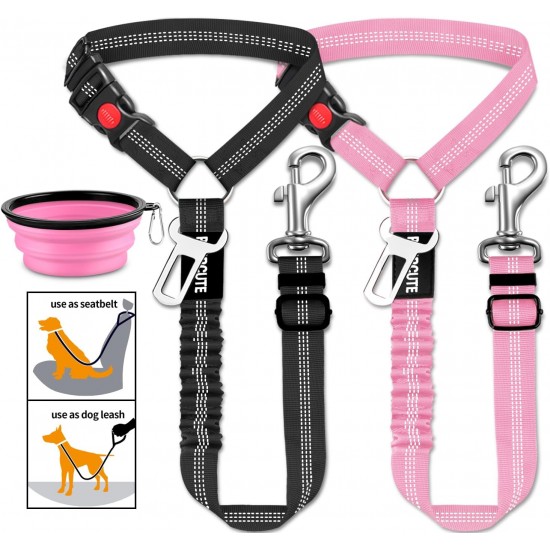 Paercute 3 Piece Set Dog Car Seat Belt Adjustable Headrest with Elastic Shock Absorber Heavy Duty Headrest Pet Seat Belt Harness Paercute 3 Piece Set Dog Car Seat Belt Adjustable Headrest with Elastic Shock Absorber Heavy Duty Headrest Pet Seat Belt Harness