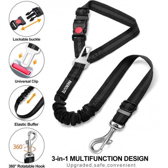 Paercute 3 Piece Set Dog Car Seat Belt Adjustable Headrest with Elastic Shock Absorber Heavy Duty Headrest Pet Seat Belt Harness Paercute 3 Piece Set Dog Car Seat Belt Adjustable Headrest with Elastic Shock Absorber Heavy Duty Headrest Pet Seat Belt Harness