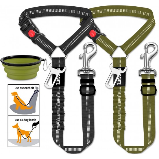 Paercute 3 Piece Set Dog Car Seat Belt Adjustable Headrest with Elastic Shock Absorber Heavy Duty Headrest Pet Seat Belt Harness Paercute 3 Piece Set Dog Car Seat Belt Adjustable Headrest with Elastic Shock Absorber Heavy Duty Headrest Pet Seat Belt Harness
