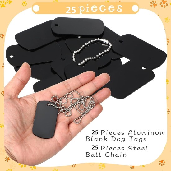Parallelower Pack of 25 Engraved Dog Tags Aluminium Rectangle Blank Tags Black Blank Sign Shape Pendant Dog Tag for Necklace Bracelet Jewellery Pendant Key Chains Dog Tag Parallelower Pack of 25 Engraved Dog Tags Aluminium Rectangle Blank Tags Black Blank Sign Shape Pendant Dog Tag for Necklace Bracelet Jewellery Pendant Key Chains Dog Tag