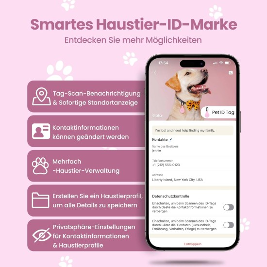 PawView Purple NFC Pet ID Tag - QR Code Anti-Lost Protection for Dogs & Cats, Customizable Smart Tag, Waterproof Silicone, No Subscription Fees PawView Purple NFC Pet ID Tag - QR Code Anti-Lost Protection for Dogs & Cats, Customizable Smart Tag, Waterproof Silicone, No Subscription Fees