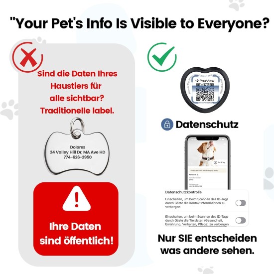 PawView Purple NFC Pet ID Tag - QR Code Anti-Lost Protection for Dogs & Cats, Customizable Smart Tag, Waterproof Silicone, No Subscription Fees PawView Purple NFC Pet ID Tag - QR Code Anti-Lost Protection for Dogs & Cats, Customizable Smart Tag, Waterproof Silicone, No Subscription Fees