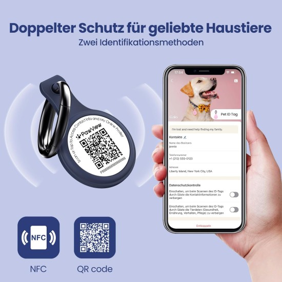 PawView Purple NFC Pet ID Tag - QR Code Anti-Lost Protection for Dogs & Cats, Customizable Smart Tag, Waterproof Silicone, No Subscription Fees PawView Purple NFC Pet ID Tag - QR Code Anti-Lost Protection for Dogs & Cats, Customizable Smart Tag, Waterproof Silicone, No Subscription Fees